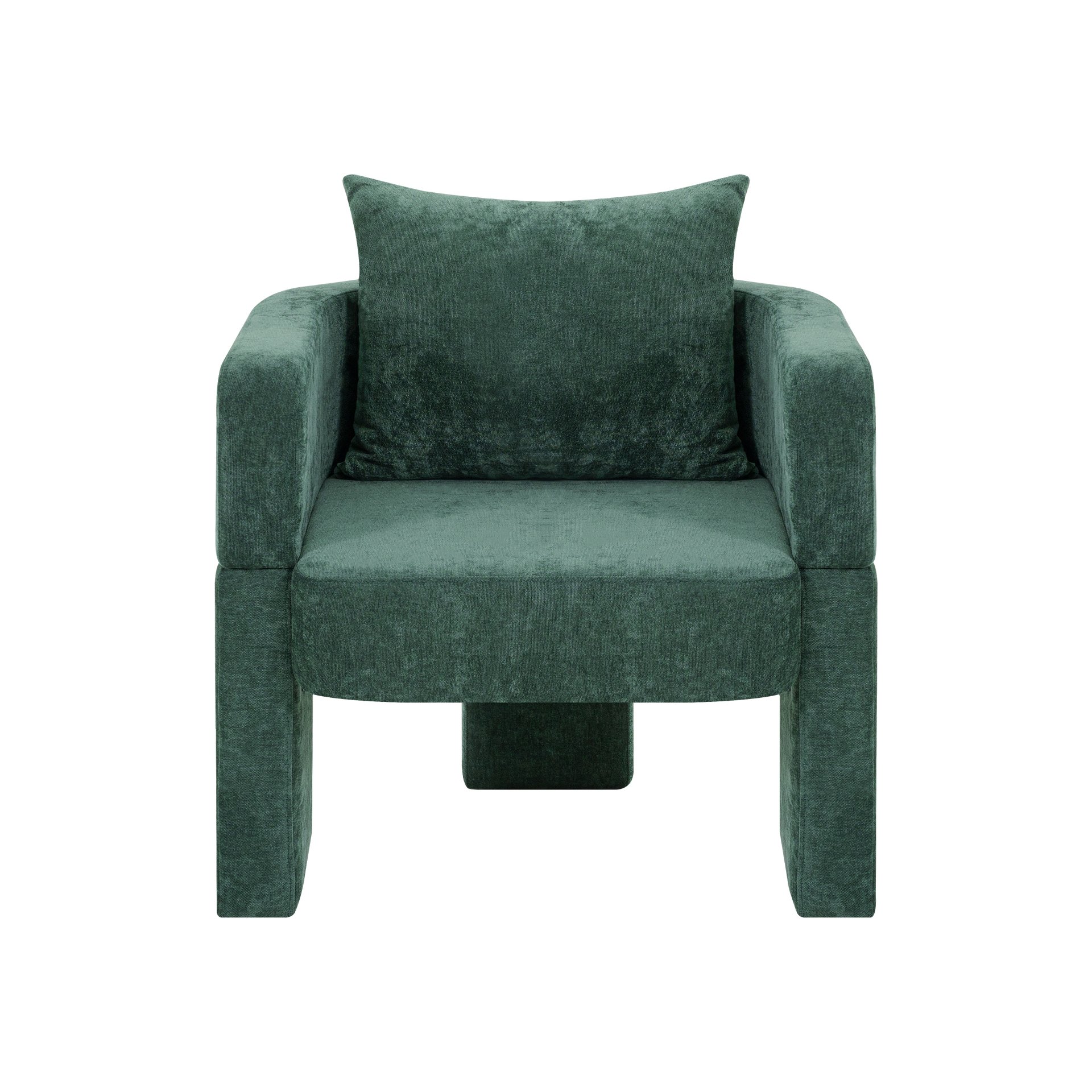 Modern 3 Leg Accent Chair With Ergonomic Arms & Removable Pillow For Living Room, Bedroom, Dining Room And Office - Dark Green - Image 5