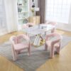 Contemporary Designed Velvet Upholstered Accent / Dining Chair With Armrests - Pink - Image 11