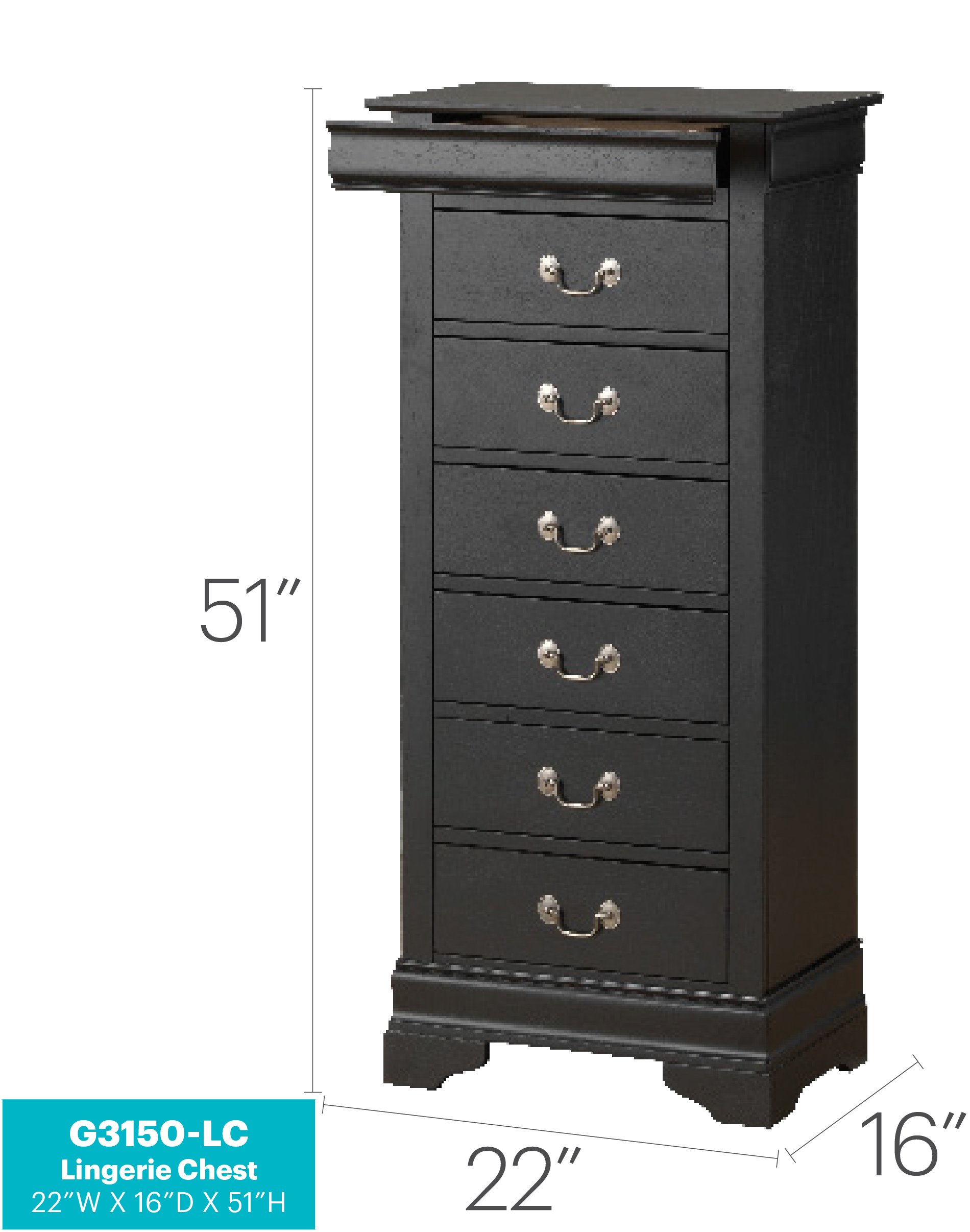 Elegant Traditional Lingerie Chest - Black - Image 2