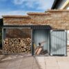 Outdoor Steel Firewood Rack And Metal Storage Shed, Two In One - Black - Image 2