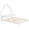 Full House-Shaped Headboard Bed With Handrails, Slats - White - Image 8