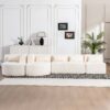 Upholstered Sofa Free Combined Sofa Couch With 2 Chaise Lounge And 5 Back Pillows For Living Room - Beige - Image 15