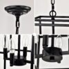 4 Light Metal Lantern Tiered Pendant Hanging Light Fixtures, Industrial Farmhouse Adjustable Height Chandeliers For Dining Room Hallway Foyer Entryway (E12 Bulbs Not Included) - Matte Black - Image 14