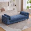 Modern Upholstered End Of Bed Bench With Armrests, Chenille Chaise Lounge Couch - Blue - Image 2