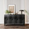 Accent Lacquered 4 Door Wooden Cabinet Sideboard Buffet Server Cabinet Storage Cabinet, For Living Room, Entryway, Hallway, Office, Kitchen And Dining Room - Matte Black - Image 3