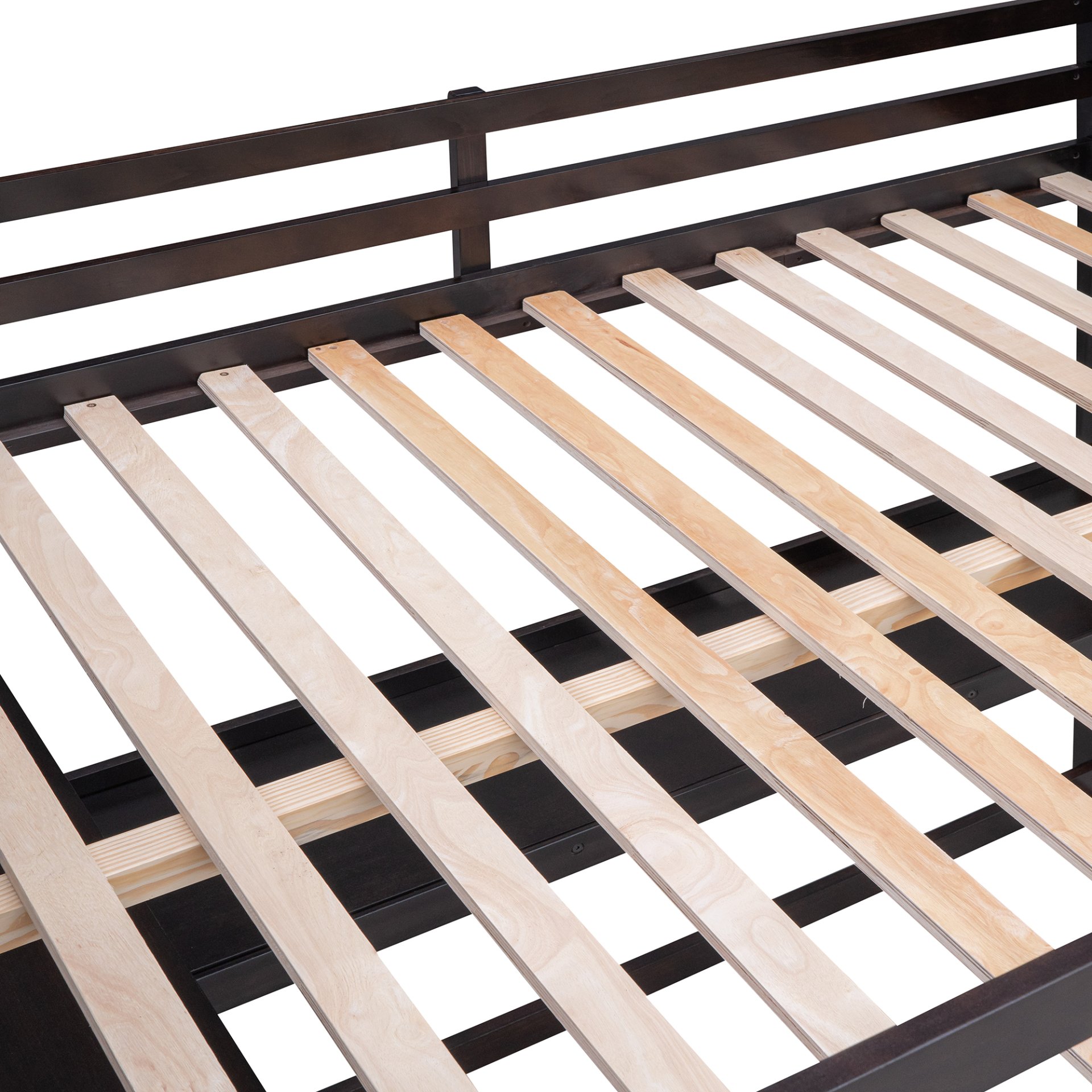 Full Size Loft Bed With Drawers And Desk With Shelves - Espresso - Image 11