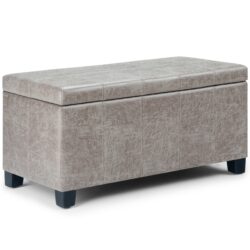 Dover - Storage Ottoman Bench - Distressed Gray Taupe