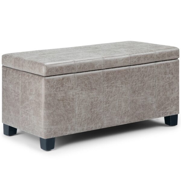 Dover - Storage Ottoman Bench - Distressed Gray Taupe