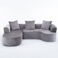 Modular Sectional Sofa With L Shape Chaise, Cloud Sectional Modern Sleeper Couch With Deep Seat, Sponge Compression Sofas - Gray