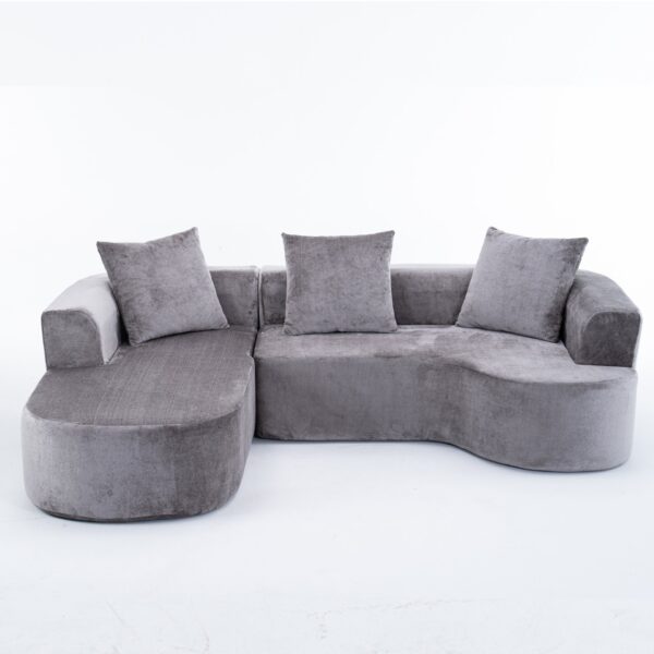 Modular Sectional Sofa With L Shape Chaise, Cloud Sectional Modern Sleeper Couch With Deep Seat, Sponge Compression Sofas - Gray