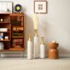 Floor Metal Vase Modern Style Decoration Home Metal Vase (Set of 3) Gorgeous Home Decoration Large Glazed Metal Vases - Gold / White - Image 21