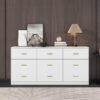 9 Drawer Dresser For Bedroom Ample Storage Wide Chest Of Drawers, Sturdy & Safe - Antique White - Image 2