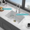 27" Undermount Single Bowl Kitchen Sink Rectangular Deep Bas With Dual Mount Installation - White - Image 9