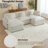 Modern Sofa Modular Sofa Couch, Upholstered Corduroy L - Shape Sectional Sofa With Side Storage Pockets For Living Room - Beige - Image 16
