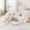 Modular Sectional Sofa With L Shape Chaise, Cloud Sectional Modern Sleeper Couch With Deep Seat, Sponge Compression Sofas - Beige - Image 5