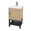 Modern Freestanding Bathroom Vanity With Ceramic Sink, Hot And Cold Faucet, 1 Door Cabinet & Open Iron Shelf, Magnesium Oxide And Iron Frame - Natural - Image 9