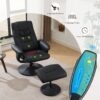 Recliner Chair With Ottoman 360° Swivel Massage Lounge Chair With 5 Point Vibration & Heated Seat 140° Adjustable Recliner - Black - Image 4