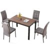 5 Piece Dining Set Including Velvet High Back Nordic Dining Chair & Creative Design Dining Table - Gray - Image 5