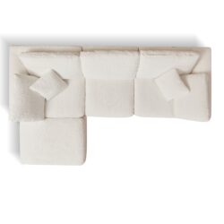 Cloud L Shape Modular Sectional Sofa With Ottoman, 3 Seater Convertible Couch - White