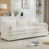 Cozy Upholstered 3 Seater Sofa Oversized Comfy Cloud Sofa Double Cushion 3 Seater Sofa Plush Cushion Sofa Couch For Living Room - Beige - Image 10