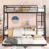 Full Long Over Queen Metal Bunk Bed With Trundle - Black - Image 15