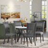 5 Piece Dining Round Table Set With One Faux Marble Top Dining Table And Four Pu-Leather Chairs - Gray - Image 3