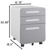 3 Drawer Mobile File Cabinet Under Desk Office, Simple Style Versatile Storage Cabinet For Legal / Letter / A4 Files, 5 Wheel Design Anti-Tilting Cold Rolled Steel Waterproof Moisture-Proof - White / Gray - Image 3