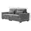 Modern Fabric Sofa With Plush Cushions, Sleek Arm Design - Gray - Image 3