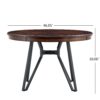 Mid Century Modern Round Dining Table With Metal Legs And Shelf - Brown - Image 3