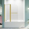 Frameless Folding Shower Doors For Bathtub - Brushed Gold - Image 2