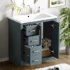 Bathroom Vanity With Ceramic Sink Combo, Frame Bathroom Storage Cabinet, Freestanding Vanity Set With 3 Drawers & Soft Closing Doors - Blue - Image 21