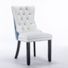 Nikki - Modern, High-End Tufted Solid Wood Contemporary And Velvet Upholstered Dining Chair With Wood Legs Nailhead Trim (Set of 2) - White / Light Blue - Image 4