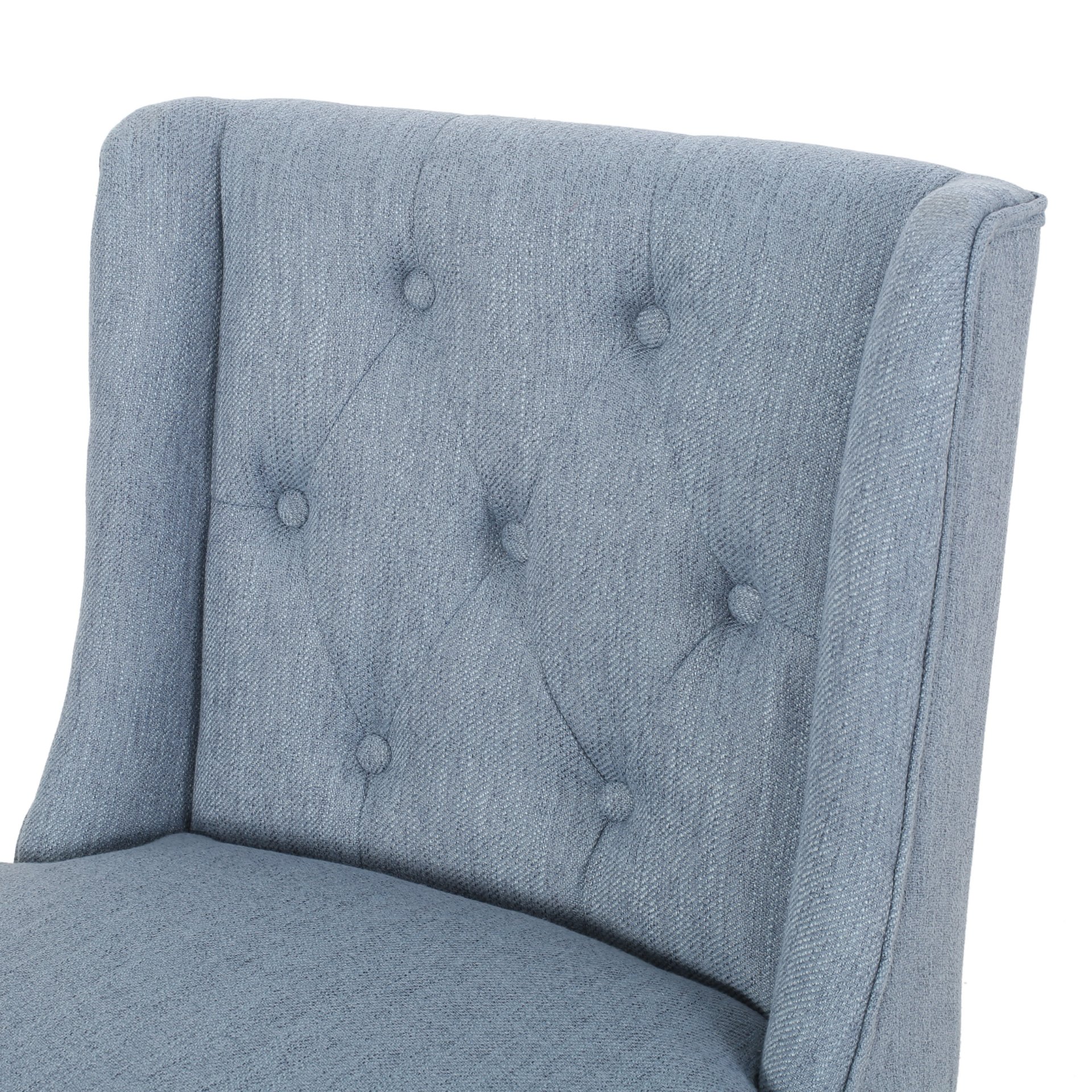 Vienna - Contemporary Fabric Tufted Wingback 27 Inch Counter Stools, (Set of 2) - Light Blue / Natural - Image 13