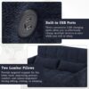 Loveseat Sofa Pull Out Sofa Bed Tufted Sleeper Sofa With An Adjustable Backrest, 3 USB Ports And 2 Lumbar Pillows For Living Room - Blue - Image 6