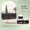 Modern TV Stand For TVs Up To 80", Entertainment Center With Glass Door, TV Storage Cabinet With Solid Wood Legs And Metal Handles For Living Room - Black - Image 7