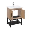 Modern Freestanding Bathroom Vanity With Ceramic Sink, Hot And Cold Faucet, 2 Door Cabinet & Open Iron Shelf, Magnesium Oxide And Iron Frame - Natural - Image 13