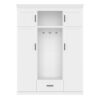 Hall Tree With Bench And 3 Hooks, Modern Entryway Storage Organizer Cabinet With 4 Doors, 1 Drawer And Adjustable Shelves For Hallway, Entryway, Living Room - White - Image 10