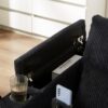 Convertible Chaise Lounge Sofa Chair Bed With USB Ports, Cup Holders & Storage - Black - Image 7