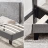 Queen Size Upholstered Platform Bed Frame, Wood Slat Support - Gray - Image 5