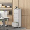4 Drawer Metal Locking Vertical File Cabinet With Wheels Heavy Duty Lockable Storage For Home & Office - Brushed Nickel - Image 9