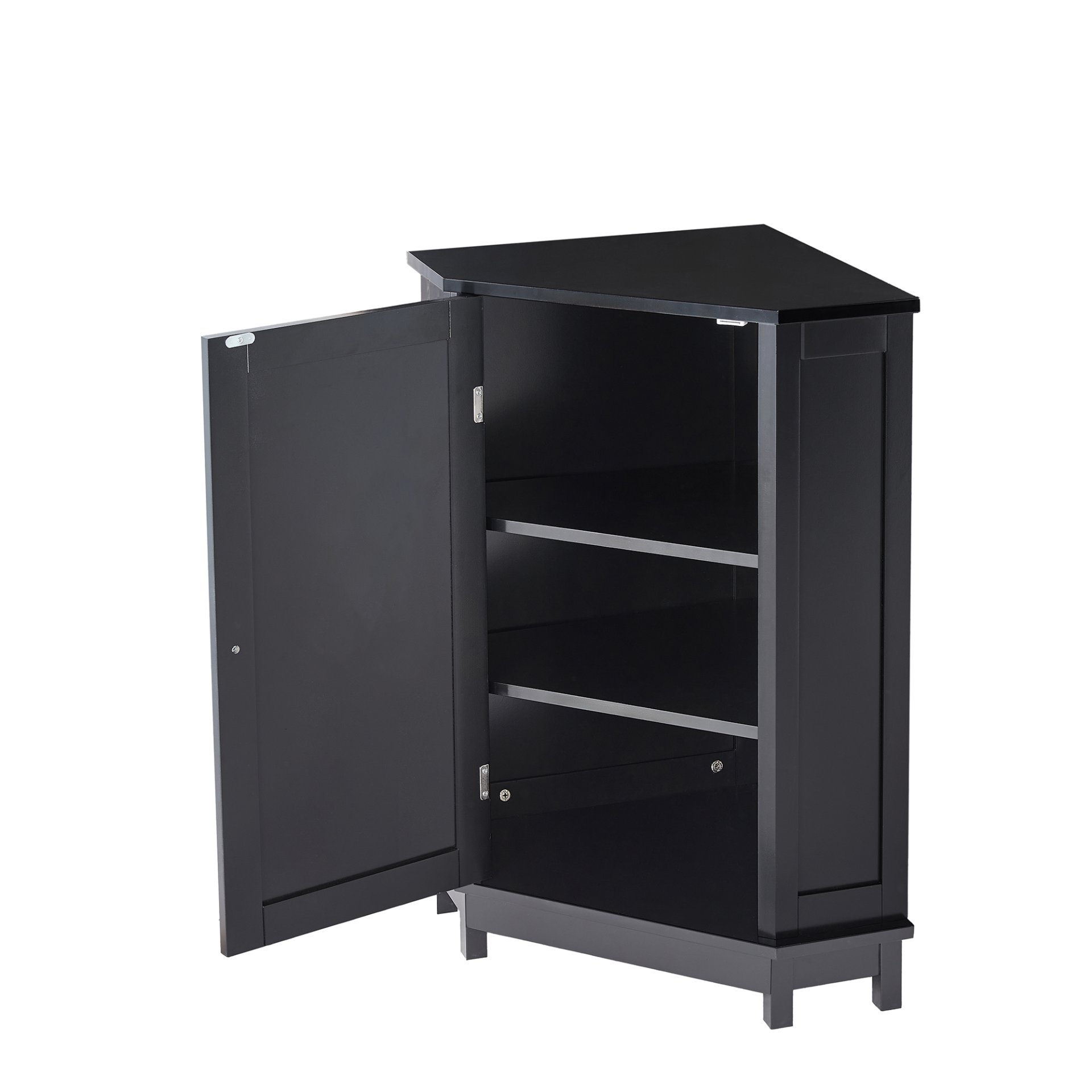 Bathroom Cabinet Triangle Corner Storage Cabinet With Adjustable Shelf Modern Style - Black - Image 17