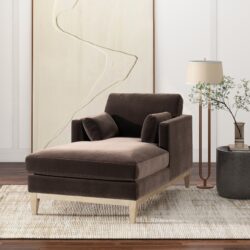 Knox - Modern Farmhouse Chaise Lounge Chair - Deep Brown