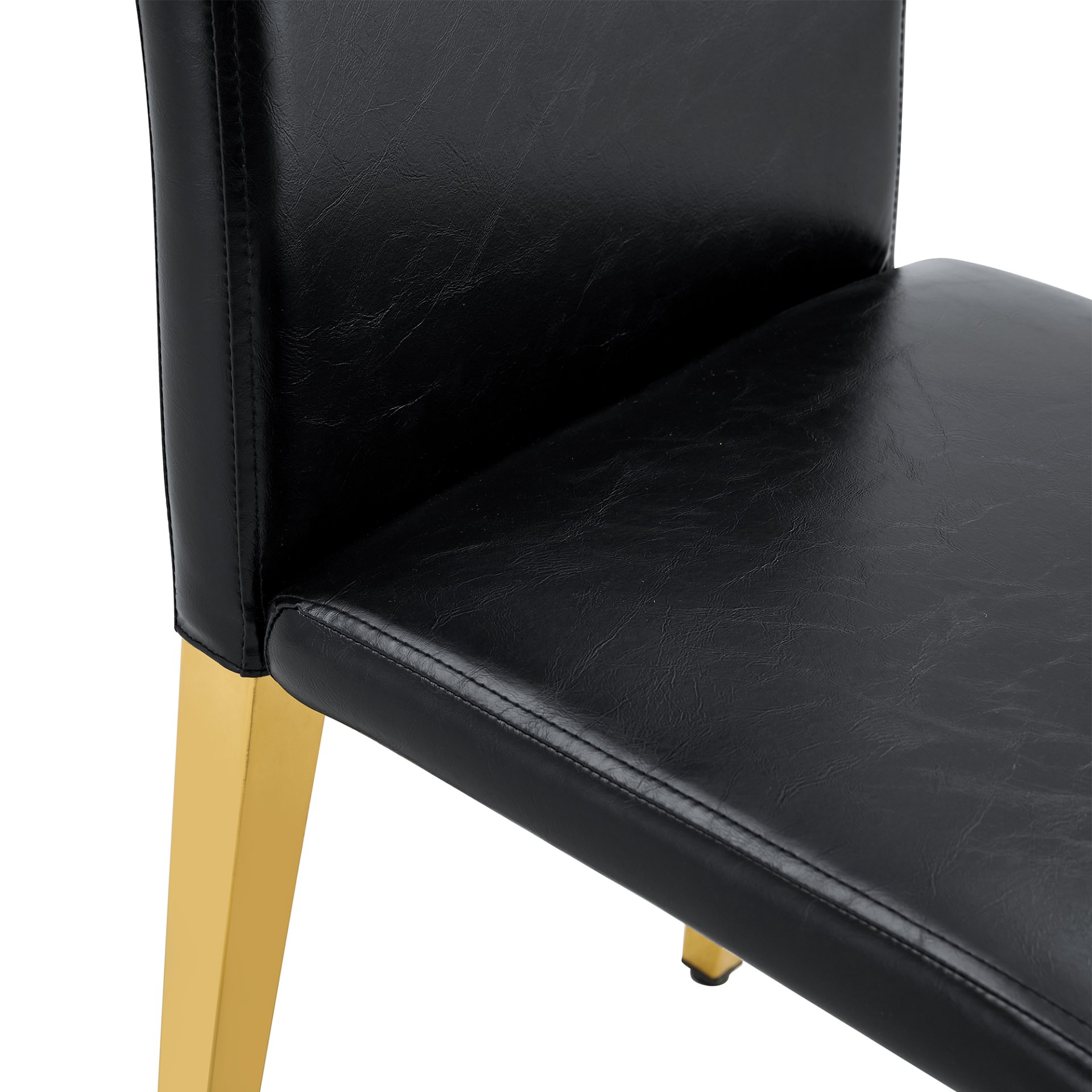 (Set of 4) Backrest Chairs With Gold Metal Legs A Perfect Pairing, Ideal For Minimalist And Modern Home Decor Styles - Black / Gold - Image 12