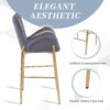Velvet Fabric Counter Height Bar Stools (Set of 2) With Legs And Footrests, 28.75" - Gray - Image 5