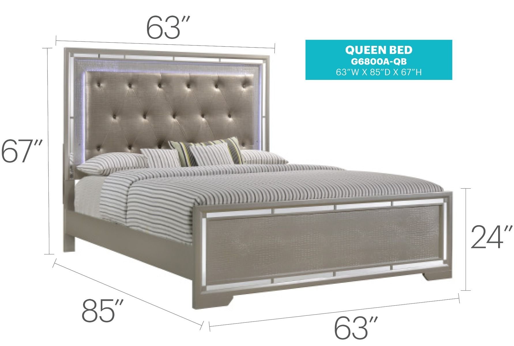 Alana - Queen Bed - Silver Champagne - Image 6