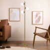 Brilliance - Modern Floor Lamp, Opal Shades And Round Base - Clear / Gold - Image 6