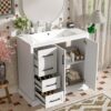 36" Bathroom Vanity With Sink, Soft Close Doors, Adjustable Shelf & 3 Drawers - White - Image 4