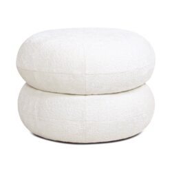 Nest - Low Round Upholstered Ottoman - Almond White