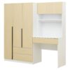 3 Door Storage Desk Wardrobe For Bedroom With Shelves And 3 Drawers - Natural - Image 3