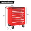Rolling Tool Chest With 7 Drawer Tool Box With Wheels Multifunctional Tool Cart Mechanic Tool Storage Cabinet For Garage, Warehouse, Workshop, Repair Shop - Red - Image 3